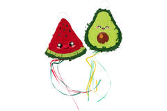 Mini Piñata Set - Avocado & Watermelon - Kawaii Party - 2 pieces