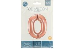 Foil Balloon Number 0 - Rose Gold - 86 cm