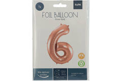 Foil Balloon Number 6 - Rose Gold - 86 cm