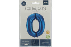 Foil Balloon Number 0 - Blue - 86 cm