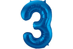 Foil Balloon Number 3 - Blue - 86 cm
