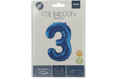 Foil Balloon Number 3 - Blue - 86 cm