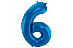 Foil Balloon Number 6 - Blue - 86 cm