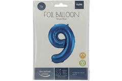 Foil Balloon Number 9 - Blue - 86 cm
