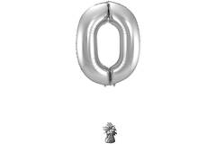 Foil Balloon Number 0 - Silver - 86 cm