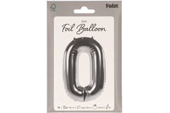 Foil Balloon Number 0 - Silver - 86 cm