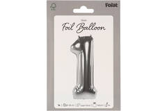 Foil Balloon Number 1 - Silver - 86 cm