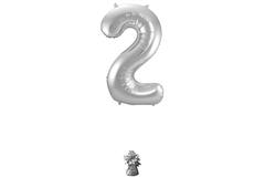 Foil Balloon Number 2 - Silver - 86 cm