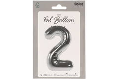 Foil Balloon Number 2 - Silver - 86 cm