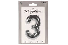 Foil Balloon Number 3 - Silver - 86 cm