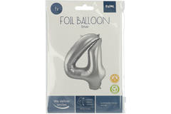 Foil Balloon Number 4 - Silver - 86 cm