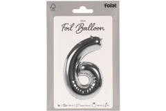 Foil Balloon Number 6 - Silver - 86 cm