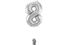 Foil Balloon Number 8 - Silver - 86 cm