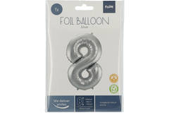 Foil Balloon Number 8 - Silver - 86 cm