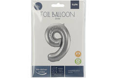 Foil Balloon Number 9 - Silver - 86 cm