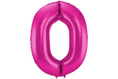 Foil Balloon Number 0 - Magenta - 86 cm