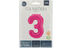 Foil Balloon Number 3 - Magenta - 86 cm