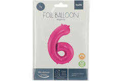 Foil Balloon Number 6 - Magenta - 86 cm