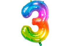Foil Balloon Shaped Number 3 Yummy Gummy Rainbow - 81 cm