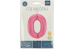 Foil Balloon Number 0 - Pink Metallic Mat - 86 cm