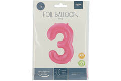 Foil Balloon Number 3 - Pink Metallic Mat - 86 cm