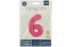 Foil Balloon Number 6 - Pink Metallic Mat - 86 cm
