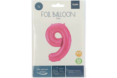 Foil Balloon Number 9 - Pink Metallic Mat - 86 cm