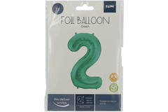 Foil Balloon Number 2 - Green Metallic Mat - 86 cm 