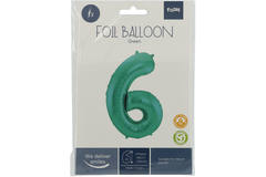 Foil Balloon Number 6 - Green Metallic Mat - 86 cm