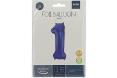 Foil Balloon Number 1 - Blue Metallic Mat - 86 cm 