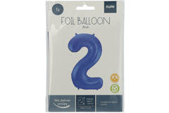 Foil Balloon Number 2 - Blue Metallic Mat - 86 cm 