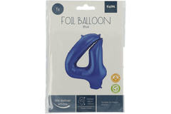Foil Balloon Number 4 - Blue Metallic Mat - 86 cm 