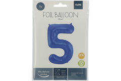Foil Balloon Number 5 - Blue Metallic Mat - 86 cm 