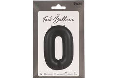 Foil Balloon Number 0 Black Metallic Matt - 86 cm