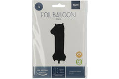 Foil Balloon Number 1 Black Metallic Matt - 86 cm