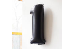Foil Balloon Number 1 Black Metallic Matt - 86 cm