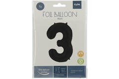Foil Balloon Number 3 Black Metallic Matt - 86 cm