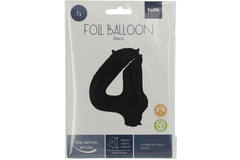 Foil Balloon Number 4 Black Metallic Matt - 86 cm