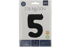Foil Balloon Number 5 Black Metallic Matt - 86 cm