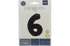 Foil Balloon Number 6 Black Metallic Matt - 86 cm
