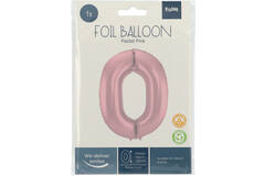 Foil Balloon Number 0 Pastel Pink Metallic Matt - 86 cm