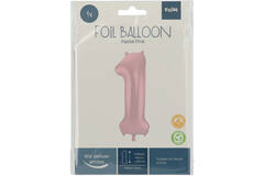Foil Balloon Number 1 Pastel Pink Metallic Matt - 86 cm