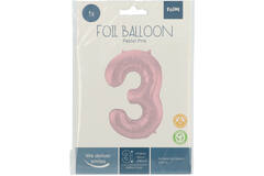 Foil Balloon Number 3 Pastel Pink Metallic Matt - 86 cm