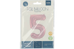 Foil Balloon Number 5 Pastel Pink Metallic Matt - 86 cm