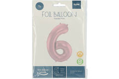 Foil Balloon Number 6 Pastel Pink Metallic Matt - 86 cm