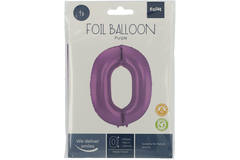 Foil Balloon Number 0 Purple Metallic Matt - 86 cm