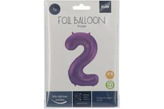 Foil Balloon Number 2 Purple Metallic Matt - 86 cm