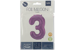 Foil Balloon Number 3 Purple Metallic Matt - 86 cm