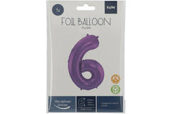 Foil Balloon Number 6 Purple Metallic Matt - 86 cm