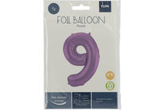 Foil Balloon Number 9 Purple Metallic Matt - 86 cm